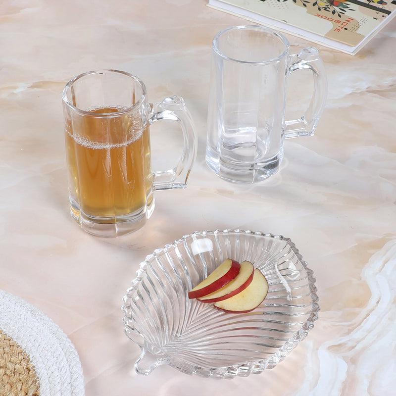 Adona (400 ML) Beer Glass & Snack Plate Combo - Three Piece Set