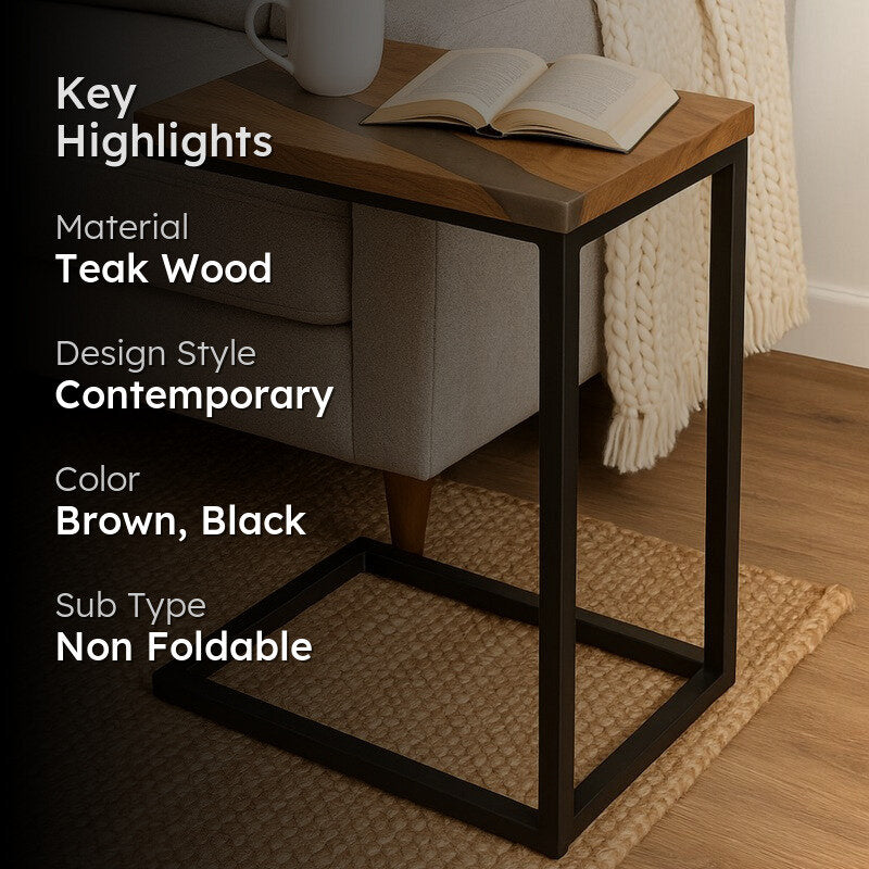 Zarlo Puregrain Teak Wood Side Table media 2