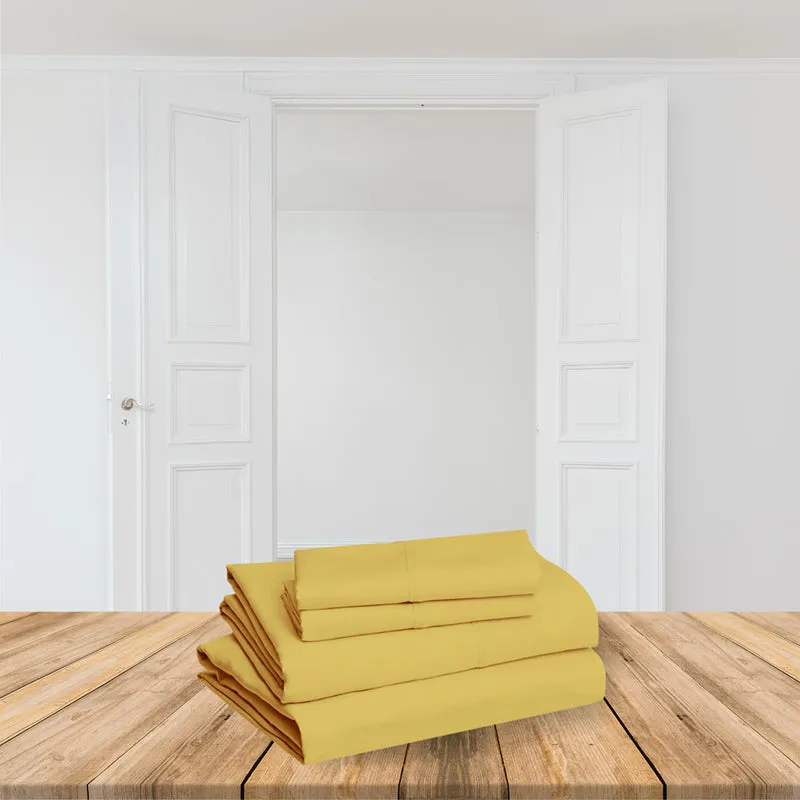 Moonweave Solid Cotton Bedsheet (Yellow) - 400 TC media 6