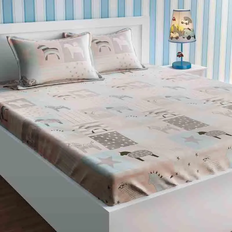 Jungle Party Cotton Bedsheet - 210 TC media 1