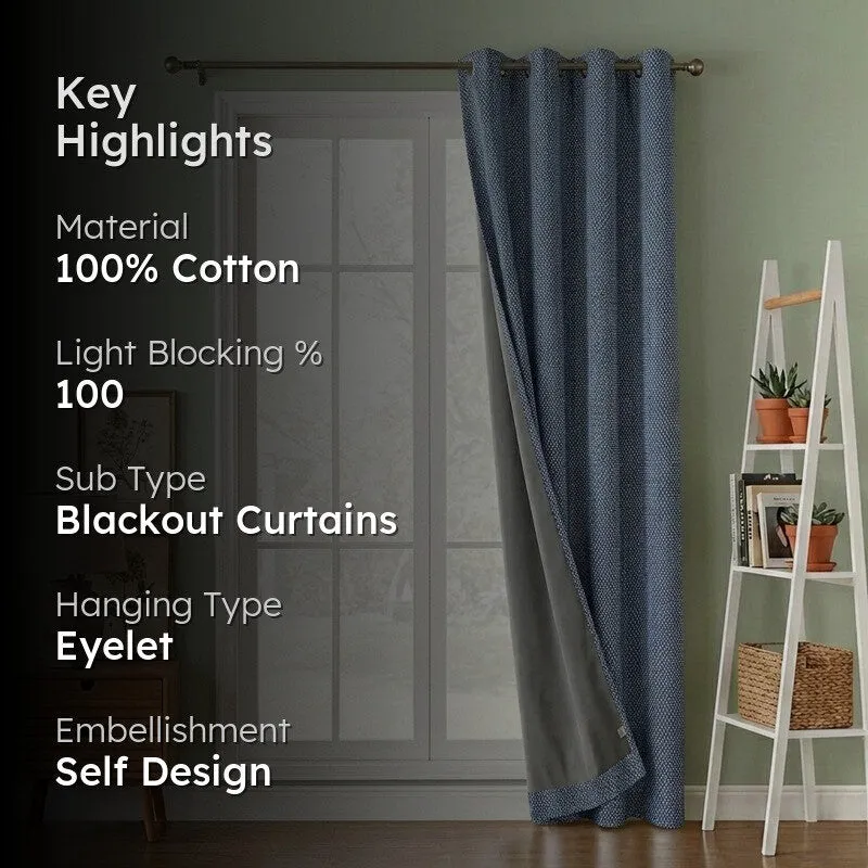 Form Ease Cotton Blackout Curtains - Navy Blue media 2