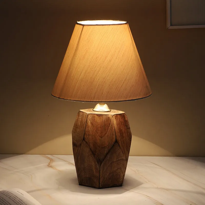 Truda Solid Mango Wood Table Lamp - White,Beige media 4