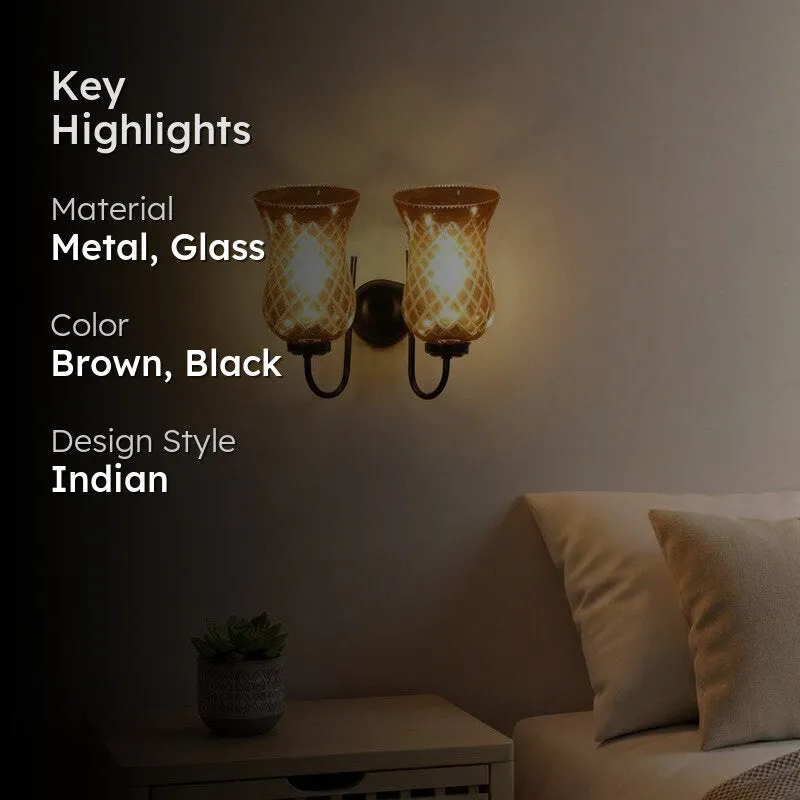 Honey Glow Twin Shade Glass Wall Lamp media 2