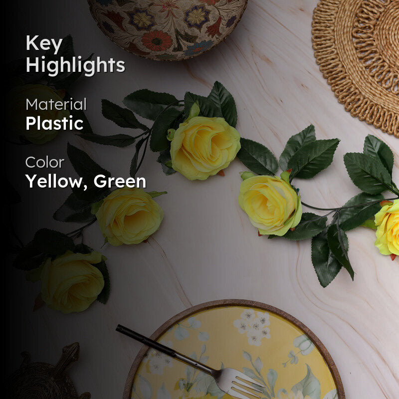 Fiora Artificial Rose Creeper (Yellow)  Set of Two media 2