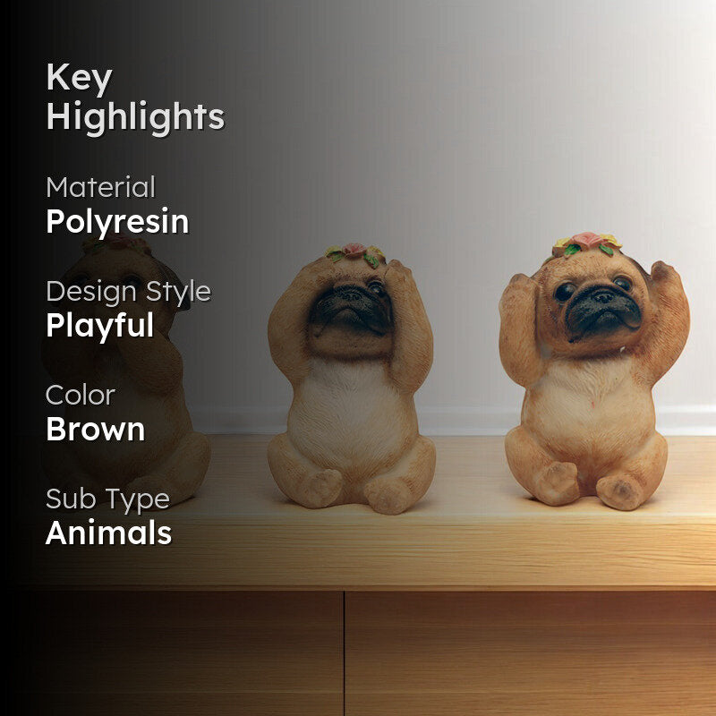 Fun Pug Trio Showpiece  - Set Of Three media 2