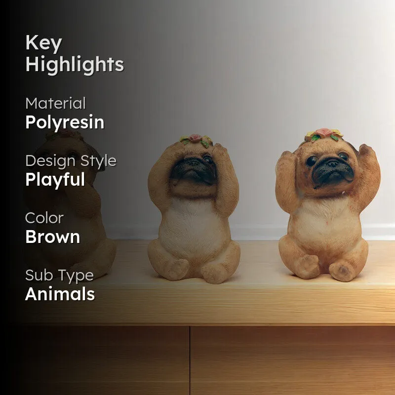 Fun Pug Trio Showpiece - Set Of Three media 2