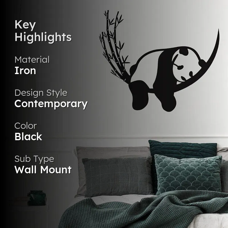 Panda On Bamboo Black Iron Wall Accent media 2