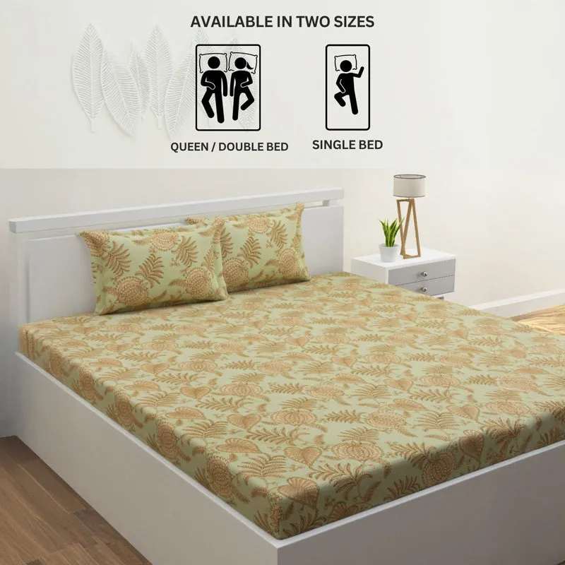 Fern Dreams Cotton Bedsheet (Light Yellow) - 144 TC media 11
