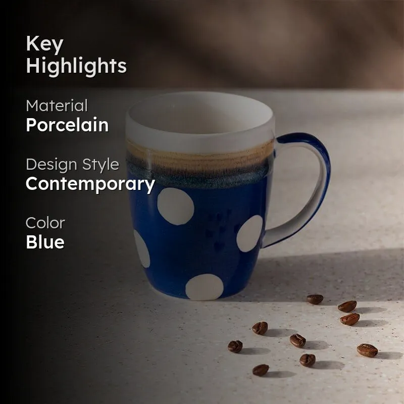 Polka Porcelain Coffee Mug (295 mL) - Blue media 2