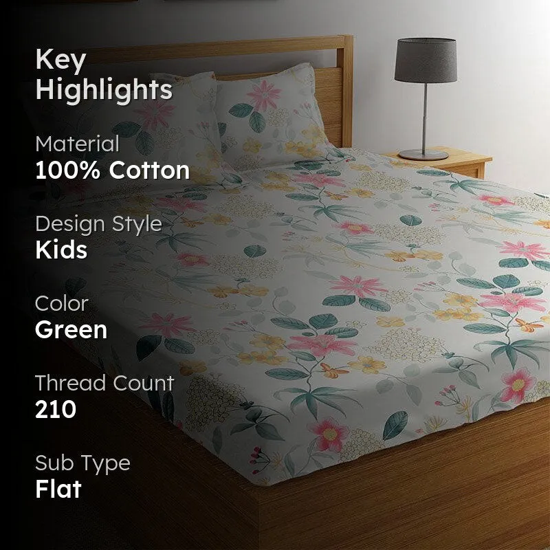 Avena Floral Cotton Bedsheet - 210 TC media 2