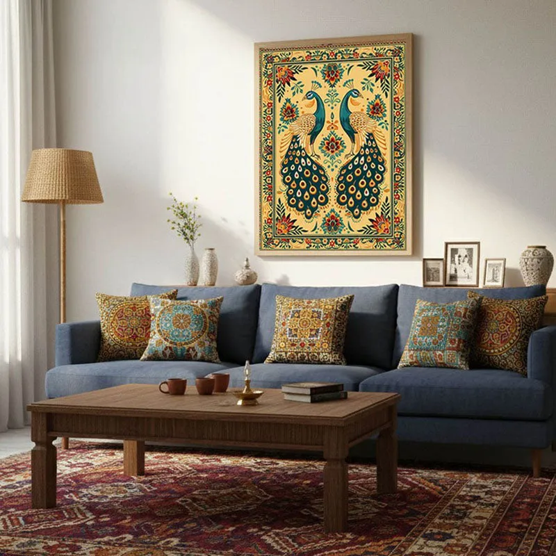 Mayura Folk Art Canvas Wall Painting With Brown Frame media 6