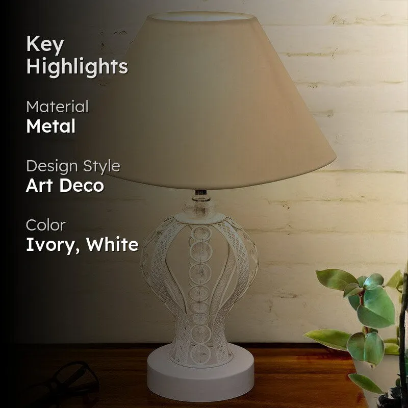 Irelle Fey Metal Table Lamp - Ivory,White media 2