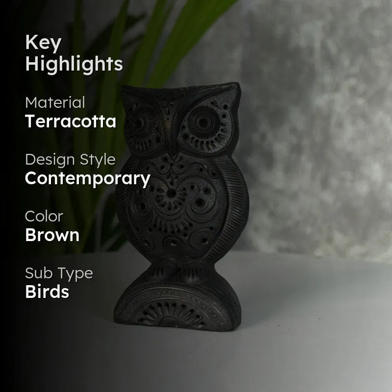 Mitti Hoot Terracotta Showpiece media 2