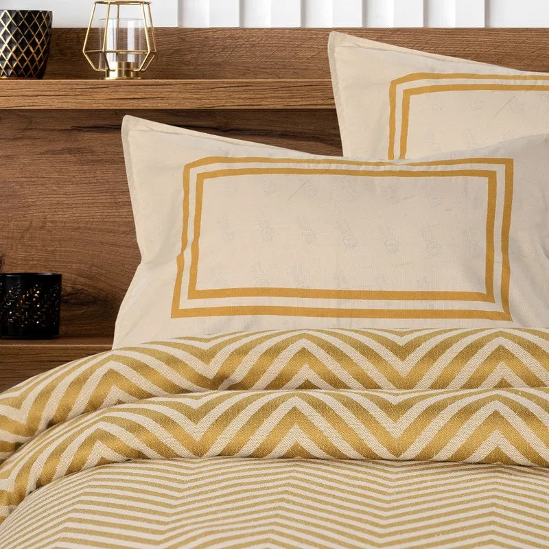 Wave Whisper Cotton Bedsheet (Yellow) - 224 TC media 4