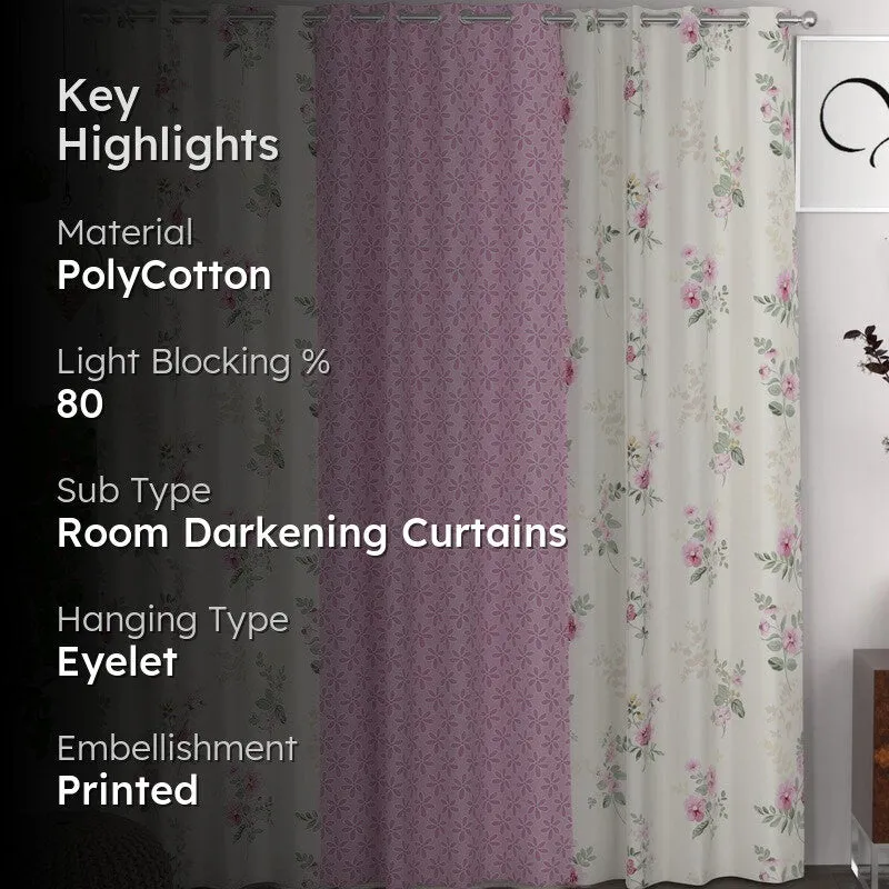Floral Petal Radiance Curtains - Set of Three media 2