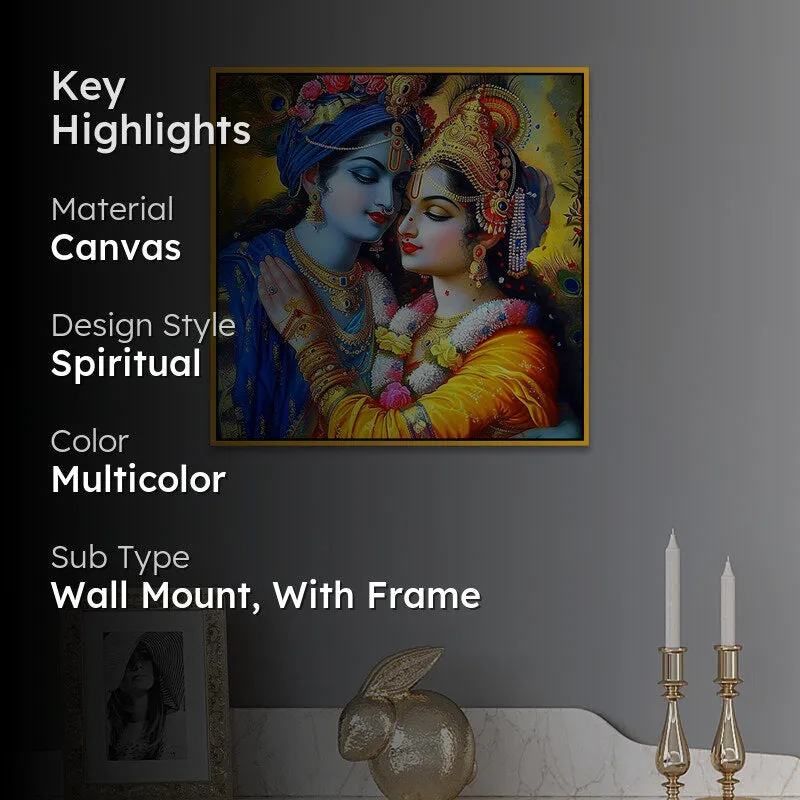 Cosmic Krishna - Radha Canvas Wall Art With Frame media 2