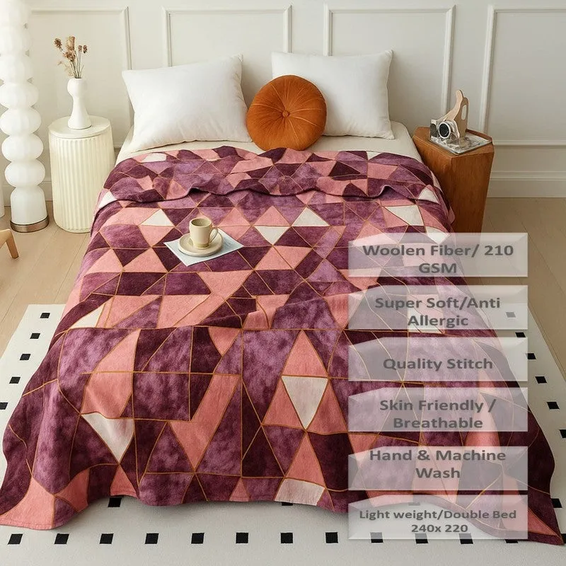 Rosatri Geometric Woolen Blanket (Multicolor) - 210 GSM media 7