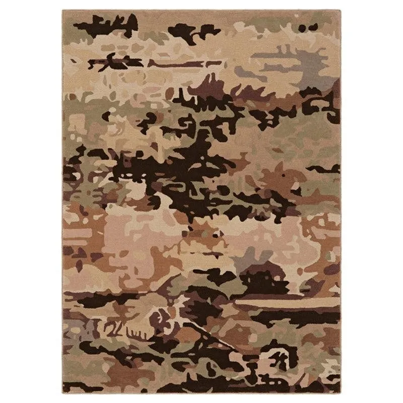 Sobek Hand Tufted Abstract Wool & Nylon Carpet - Brown media 1