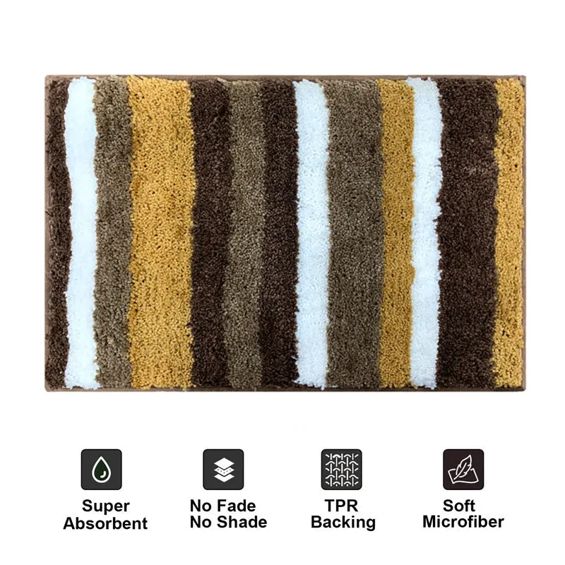 Strip Soft Microfiber Bath Mat - Brown media 6