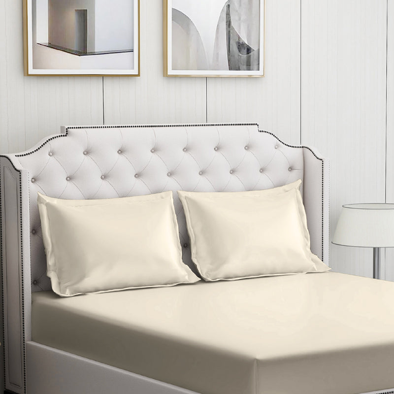 Moonweave Solid Cotton Bedsheet (Ivory) - 400 TC media 5