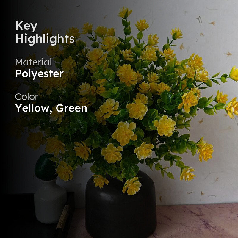 Faux Kalanchoe Artificial Flower Stick (Yellow) - Set of Five image 2
