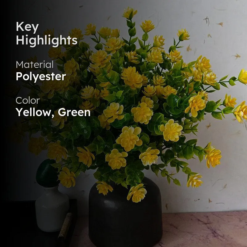 Faux Kalanchoe Artificial Flower Stick (Yellow) - Set of Five media 2