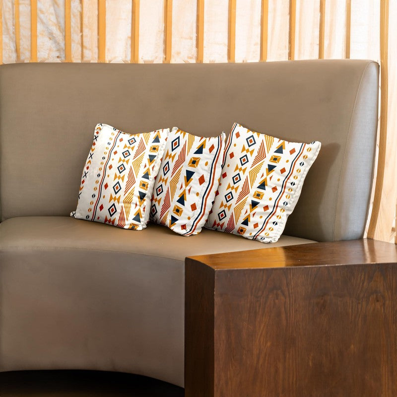 Urban Space Bohemian Tribal Multicolor Cotton Cushion Covers - Set Of Three
