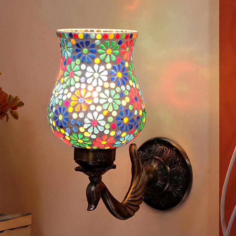 Ervo Retro Mosaic Glass & Metal Wall Lamp