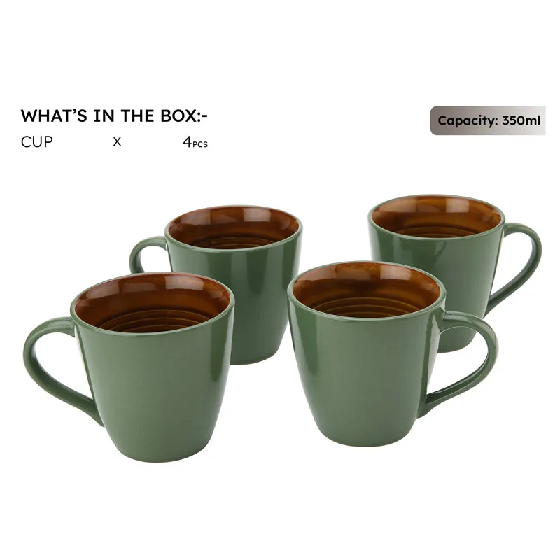 Karvaa Ceramic Coffee Mug (Forest Green/350 mL Each) - Set Of Four media 4
