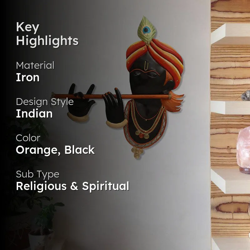 Krishna Muralii Religious Iron Wall Accent media 2