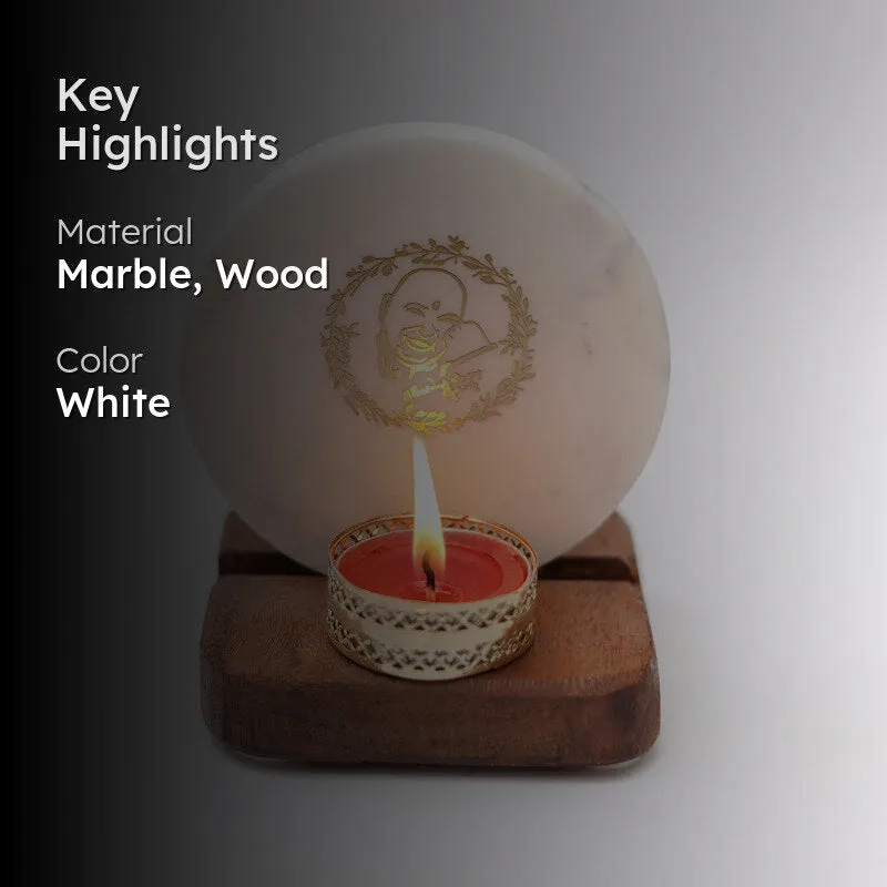 Guru Jee Marble Religious Accent With Tealight Candle Holder media 2