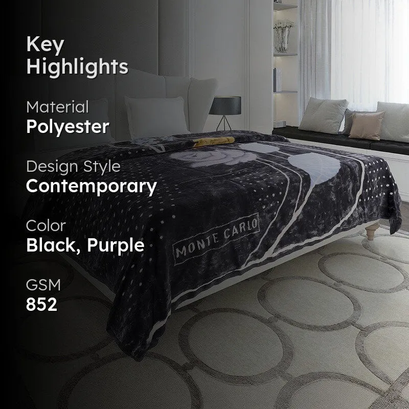 Monte Carlo Midnight Mirage Blanket (Black,Purple) - 852 GSM media 2