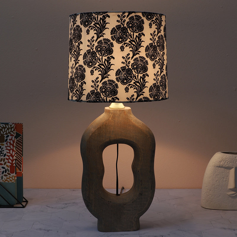 Filigree Hewn Printed Mango Wood Table Lamp - Black,White,Brown