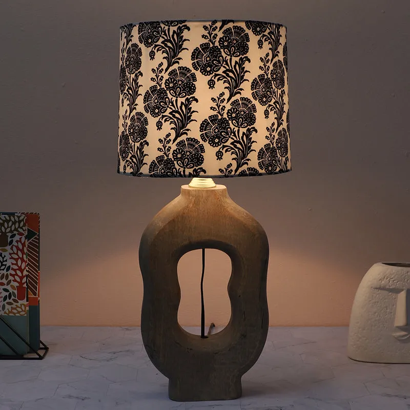 Filigree Hewn Printed Mango Wood Table Lamp - Black,White,Brown media 1