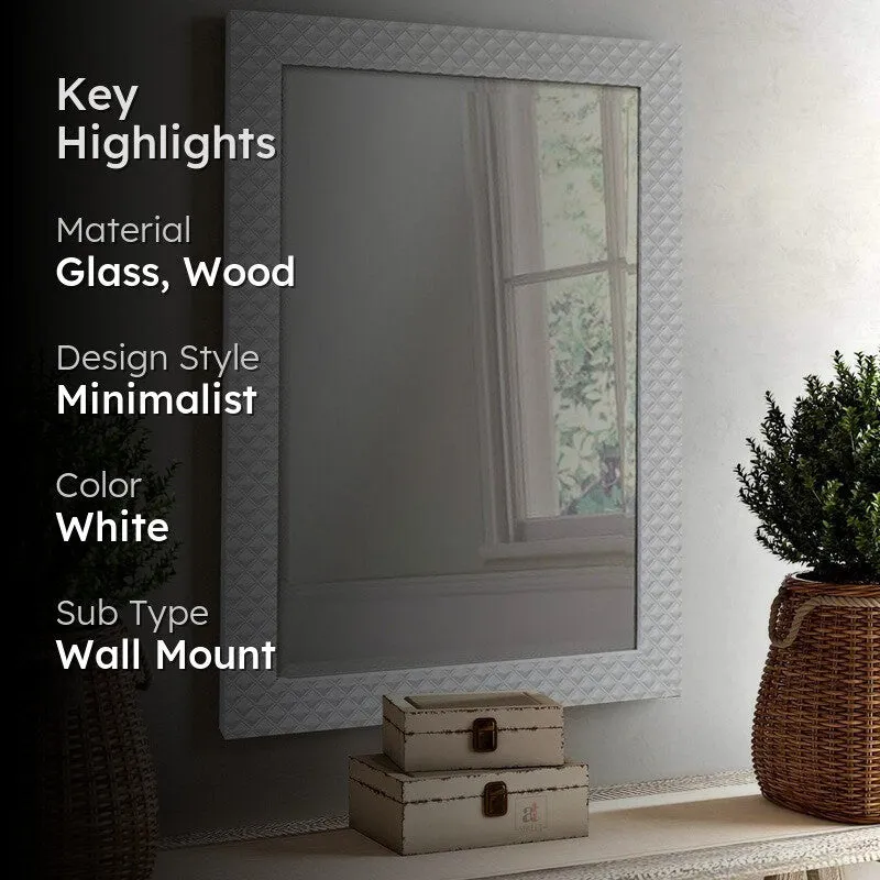 Regalyn Wall Mirror With Wooden Frame - White media 2