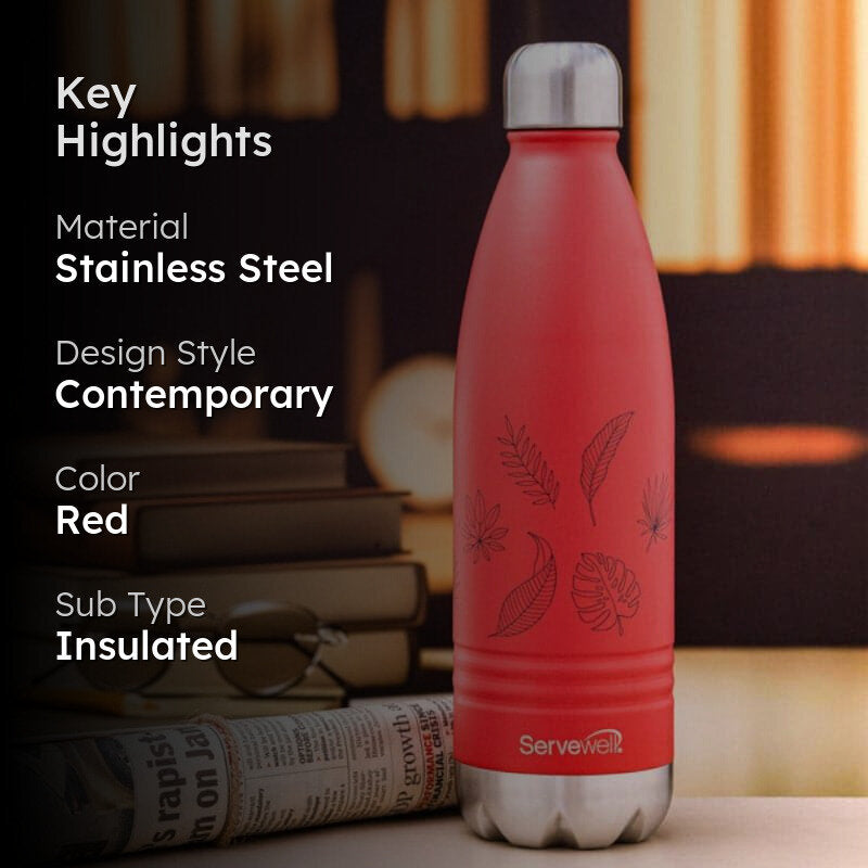 Leafy Leap Hot & Cold Thermos Bottle (Red) - 750 mL media 2