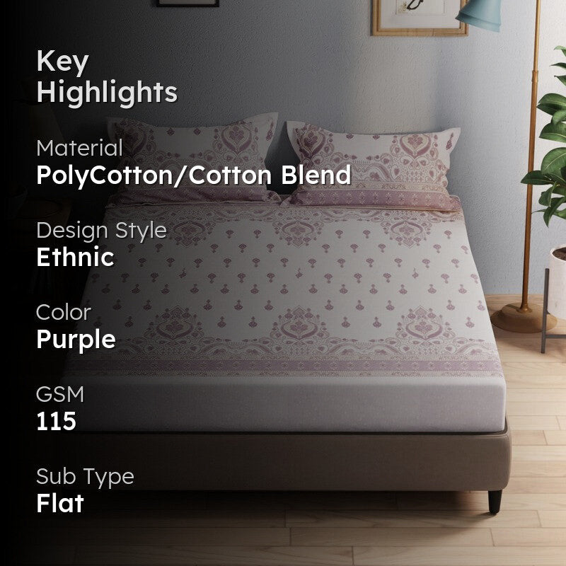 Zevric Bedsheet (Purple) - 115 GSM media 2
