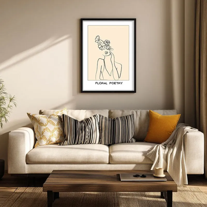 Petal Thoughts Canvas Wall Painting With Black Frame media 1