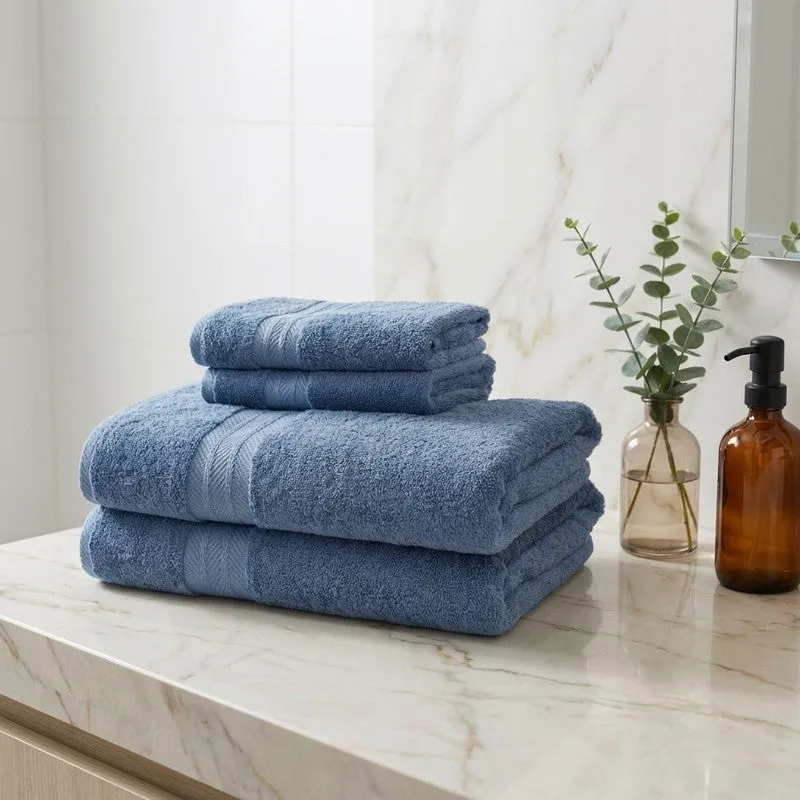 PlushAura Cotton Towel Sets (Navy) - Set of Four media 1