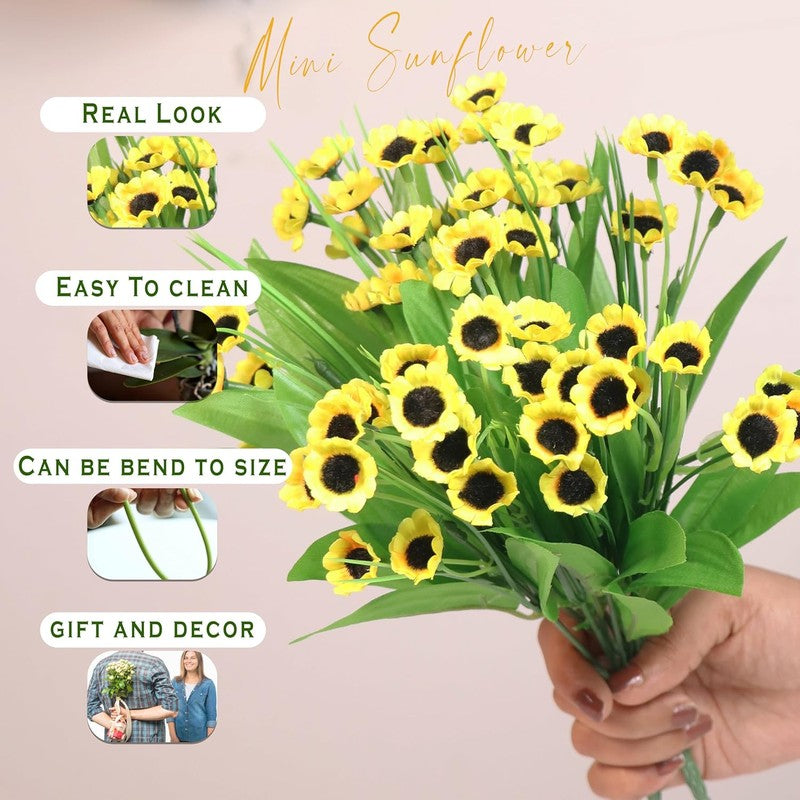 Vibrant Mini Artificial Sunflower (Yellow) - Set Of Two media 8