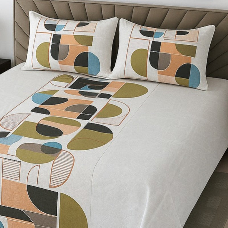 Textura Cotton Bedsheets (Olive,Off White) - 400 TC media 3