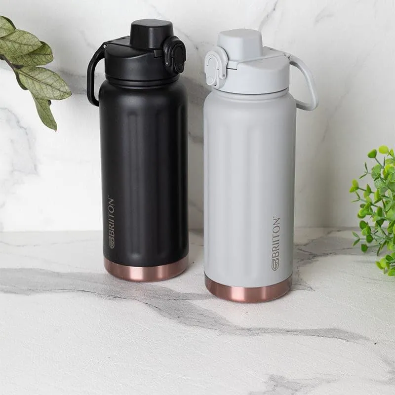 Sip Bliss Hot & Cold Thermos Water Bottle (Black & Grey, 750 mL Each) - Set Of Two media 1