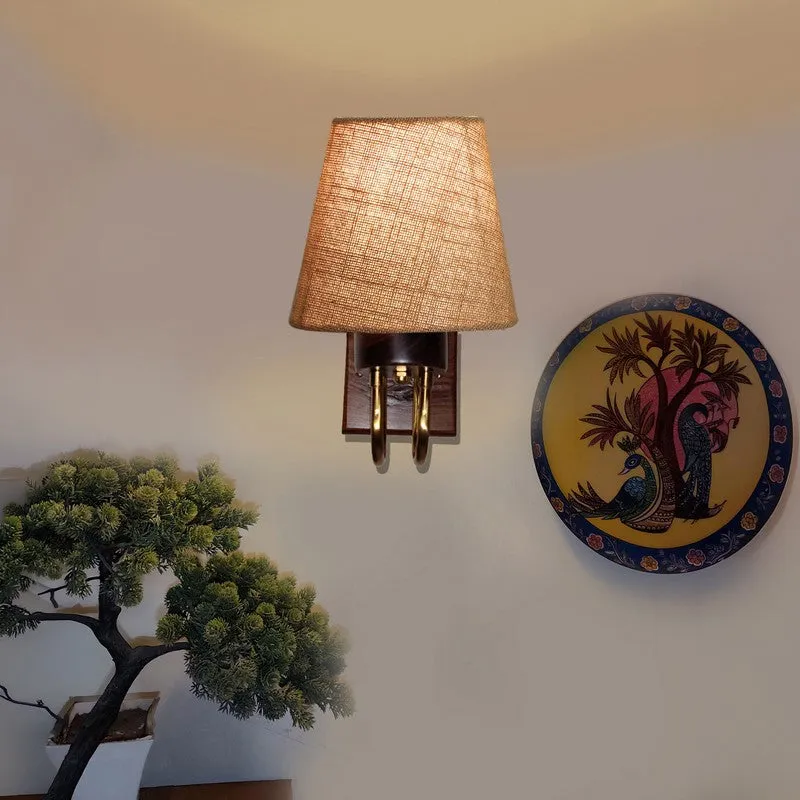 Gilded Arch Decorative Jute Wall Lamp - Beige media 4