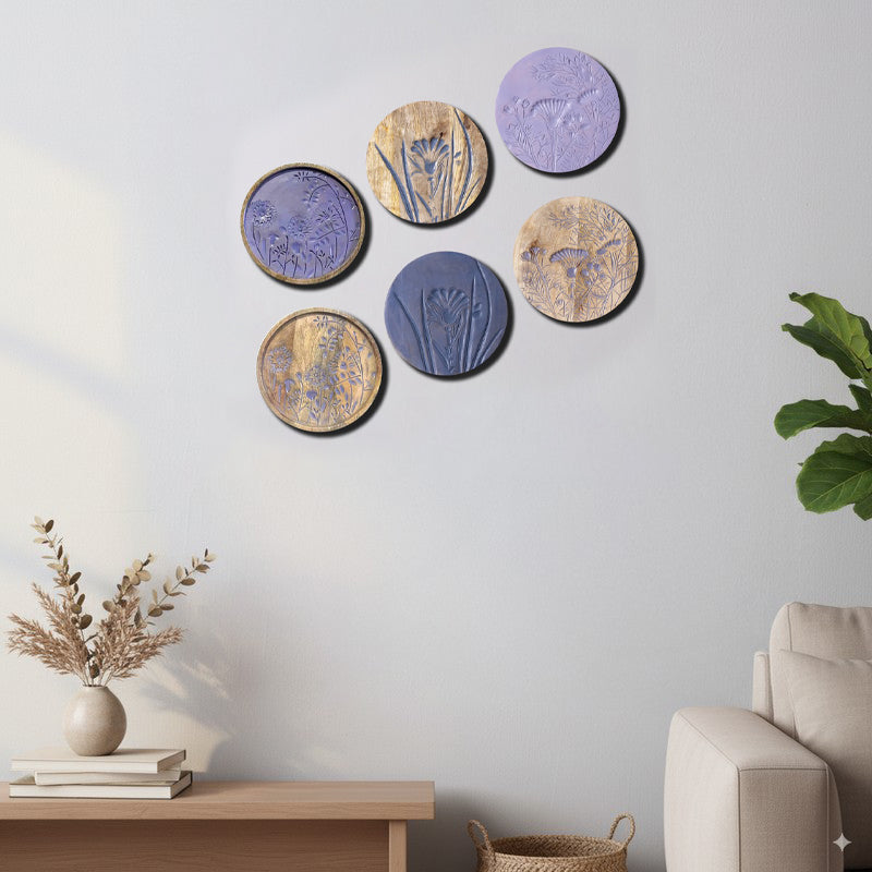 Lavender Dreams Wooden Wall Plates - Set Of Six