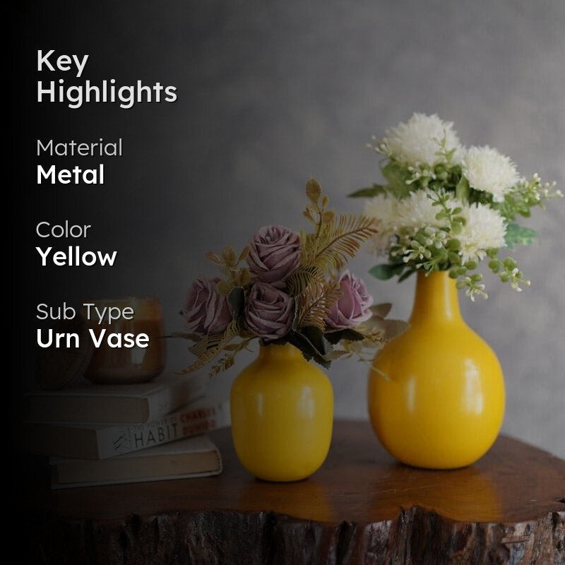 Ourania Metal Vase (Yellow) - Set Of Two media 2
