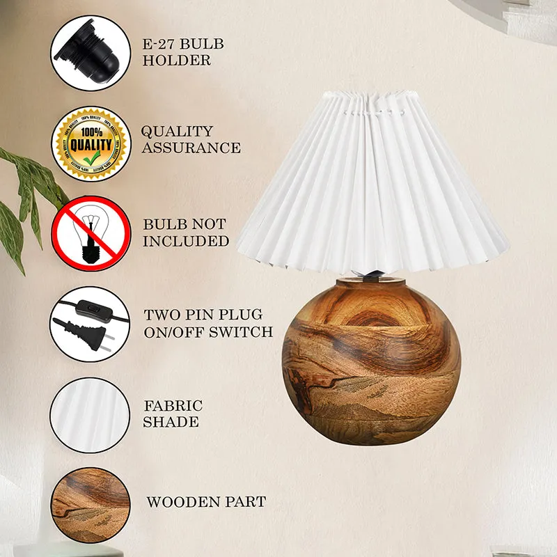 Lark Pleated Fabric Table Lamp - White,Brown media 6