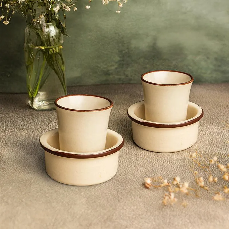 Dove Coffee Ceramic Dabara Set (120 ML) - Four Piece Set | Vaaree