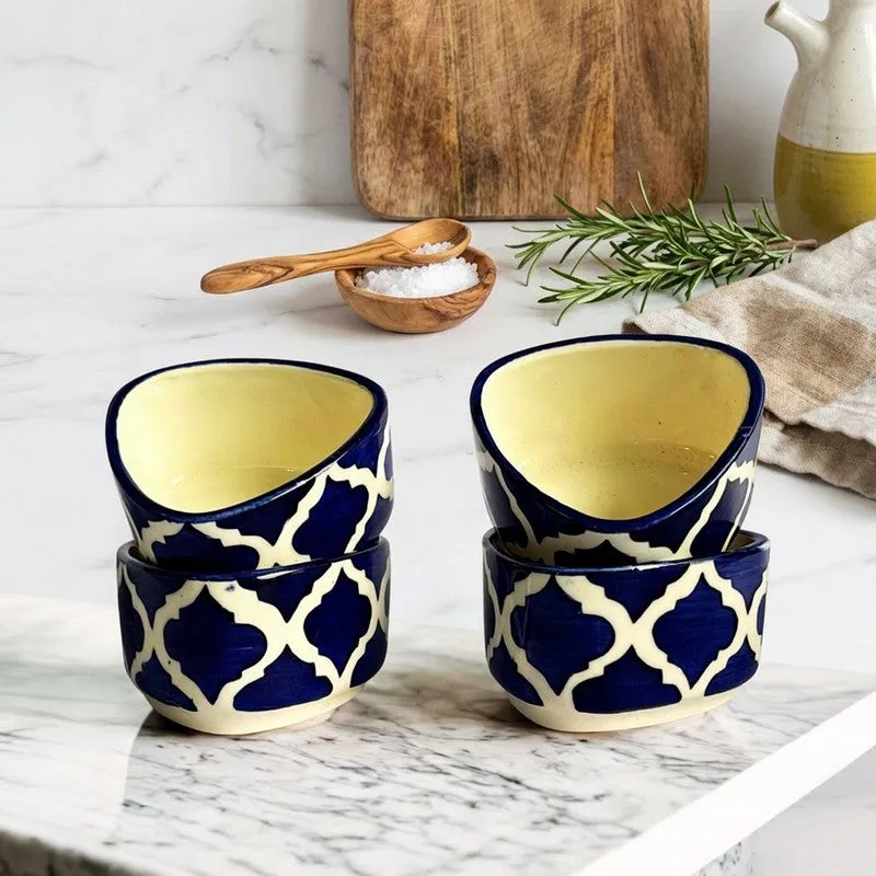 Servyx Ceramic Dip Bowls (Blue,White ,50 mL Each) - Set Of Four media 1