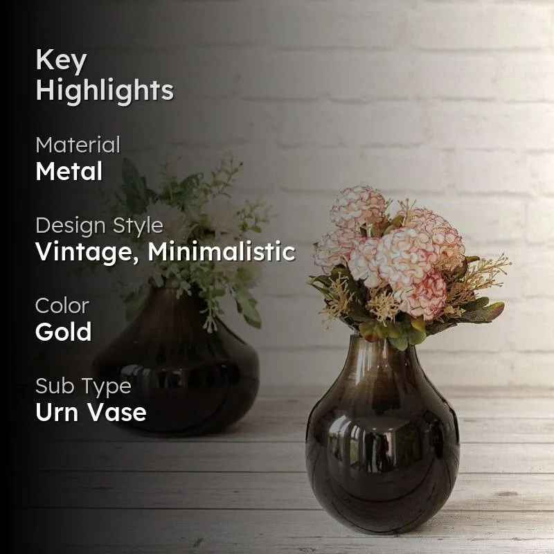 Elosi Fuse Metal Vase (Antique Brass) - Set Of Two media 2