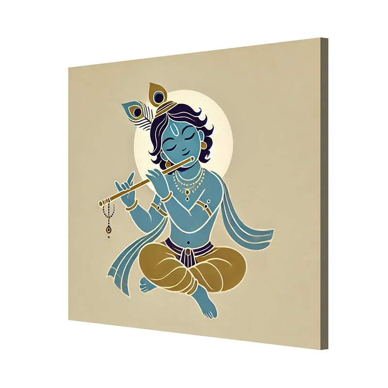 Baby Krishna Playing Flute Wall Painting media 5